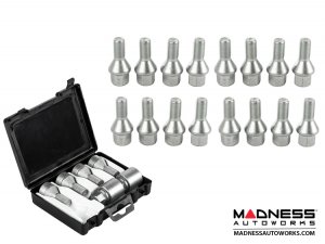 MINI Cooper Lug Bolt and Lock Set by Farad - Set of 20 - M14x1.25 - 60° Cone Seat - Silver (R60/ R61 Models)